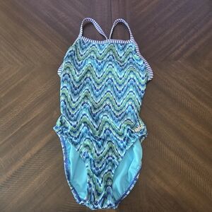 Uglies by Dolfin Chevron Zig Zag Crisscross Back Training Swimsuit Size 36
